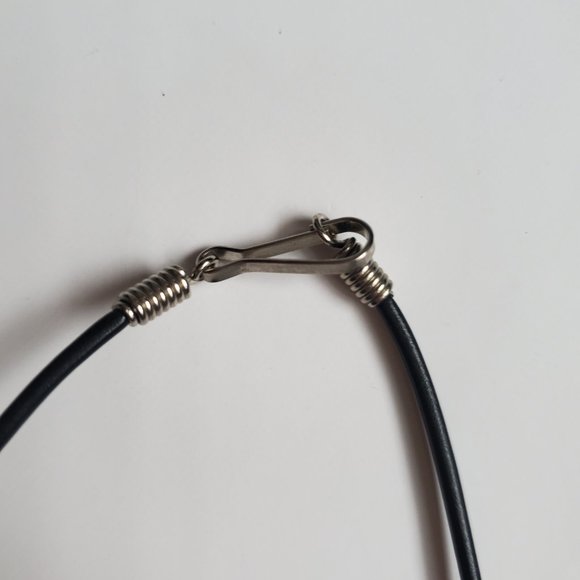 Leather Cord Necklace w/ Turquoise Beads & Airplane Wings Angel Wings Choker 18" - Picture 2 of 4